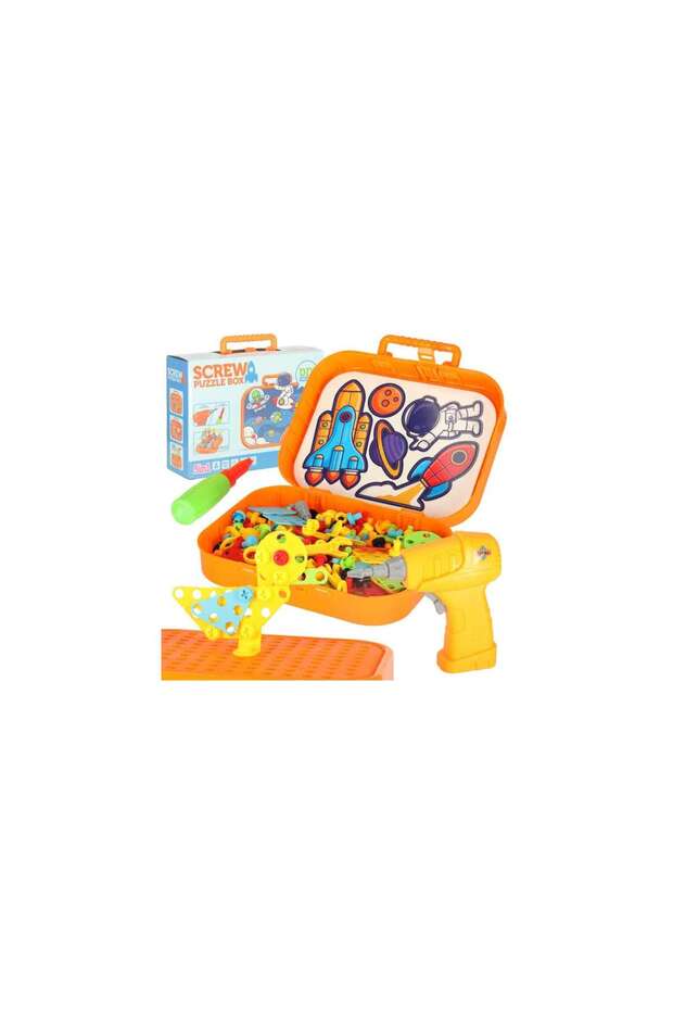 Building blocks in a suitcase with screwdriver - space theme - 1