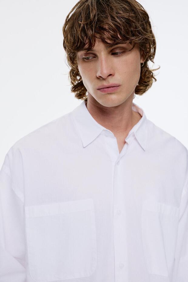Uzun kollu poplin gömlek - 4