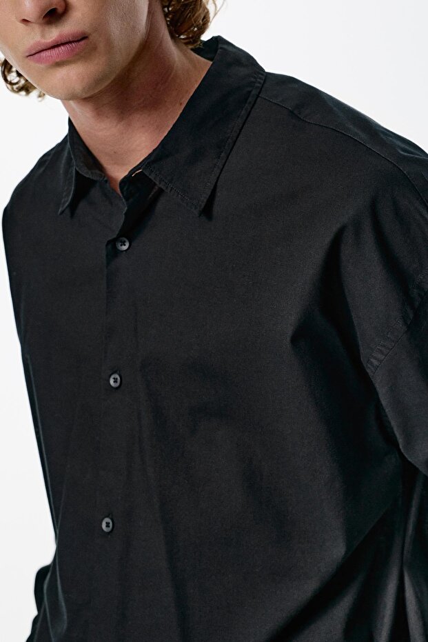Uzun kollu poplin gömlek - 4