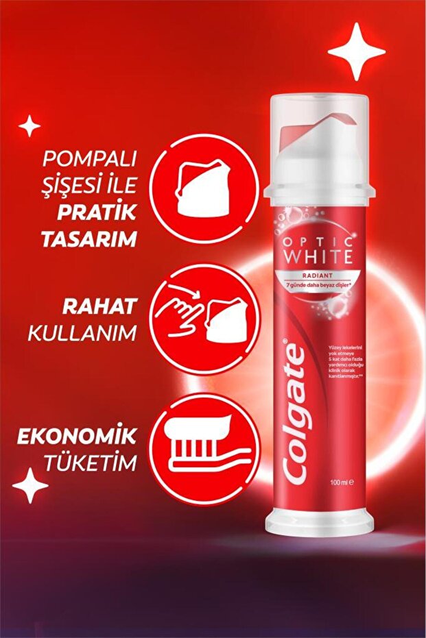Optic White Radiant Pump Diş Macunu 100 ml Beyazlatıcı Ağız Bakımı Ağız Hijyeni Diş Temizliği - 3
