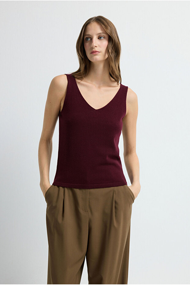 Askılı Yün Triko Bluz - 4