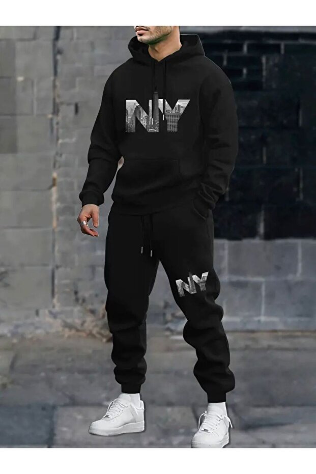 Premium Oversized Unisex Winter Ny Tracksuit Set–Soft Comfortable Sport Set-Ny Printed Sweat+Jogger