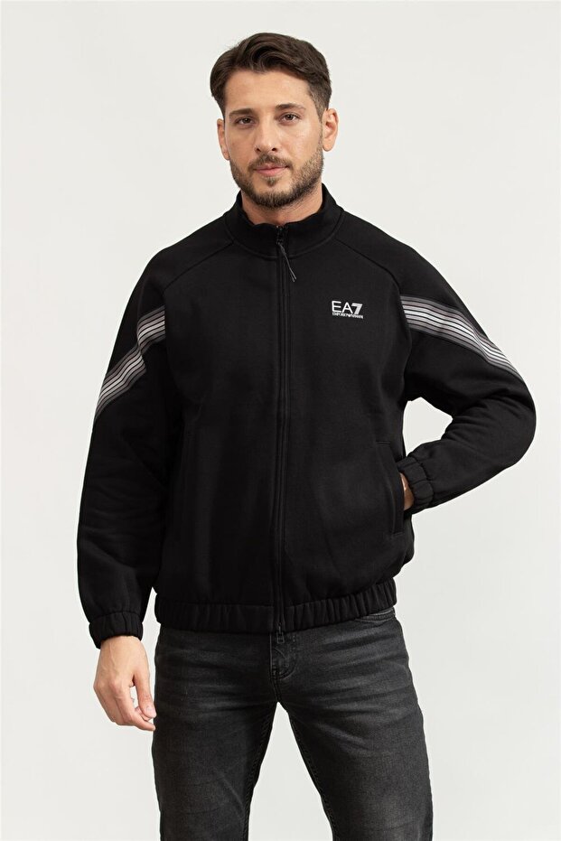 Erkek Fermuarlı Sweatshirt - 1