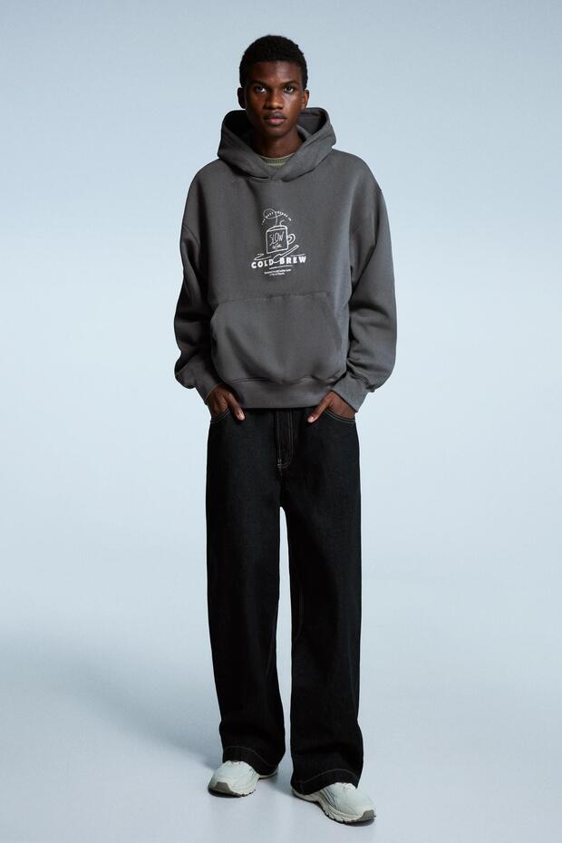 Baskılı Kapüşonlu Sweatshirt - 4