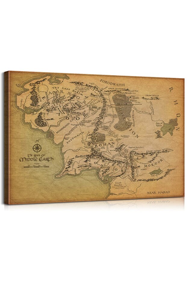 Middle Earth Map Unframed Poster Fantasy Map Unframed Poster Lightweight Hanging (60x120 cm)