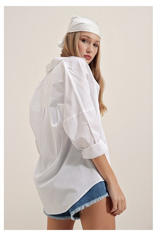 BASİC OVERSİZE UZUN GÖMLEK - 3