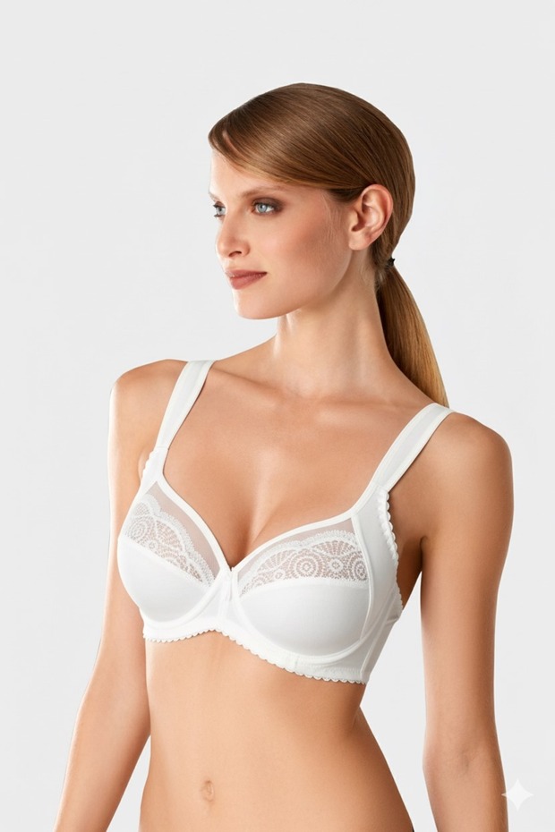 حمالة صدر نسائية بيضاء 7013 Melodie Underwire يبرز انحناءات الجسم Minimizer