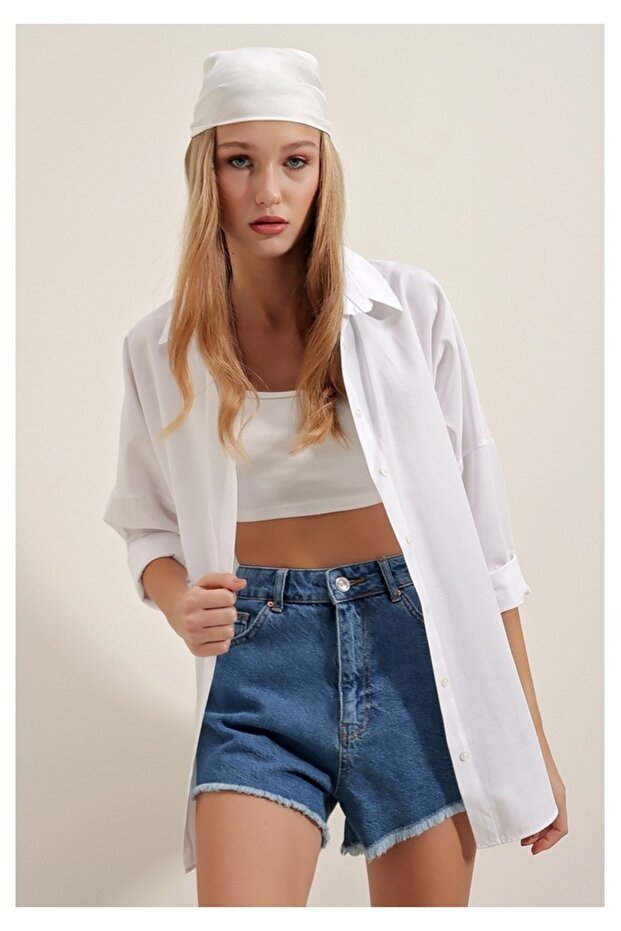 BASİC OVERSİZE UZUN GÖMLEK - 2