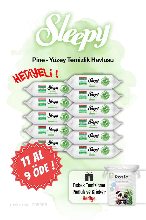 Pine 100-Pack Buy 11 Pay for 9 Pine Freshness Wet Towels and Rosie