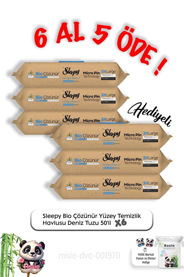 Sea Salt 50-Pack Buy 6 Get 5 Bio Soluble Surface Towel and Rosie