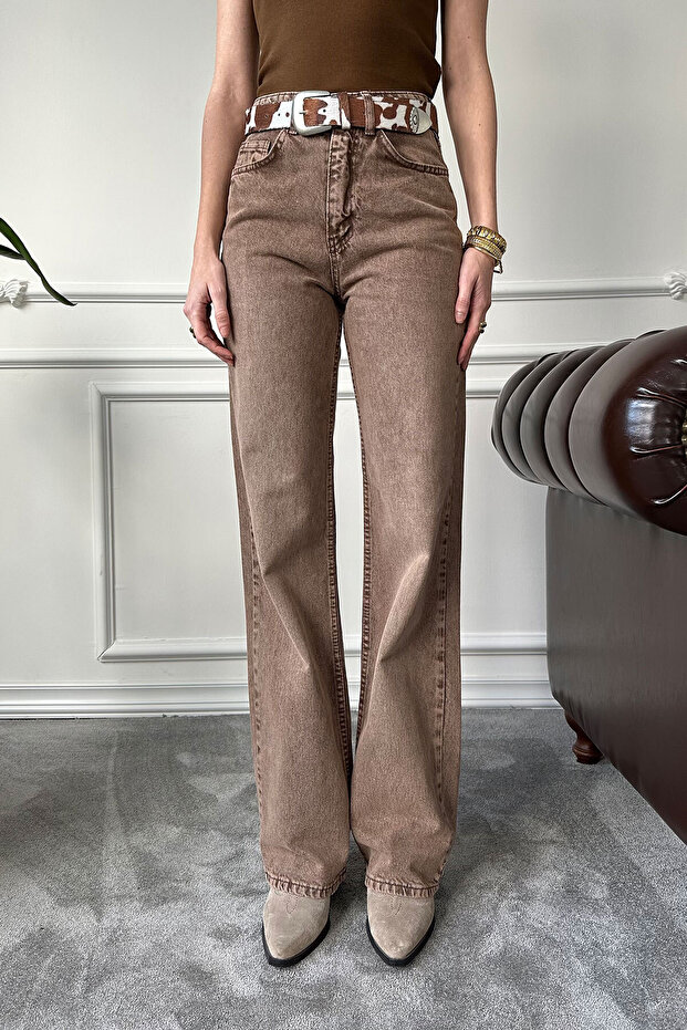 Pipe Leg Jeans - Camel - 1