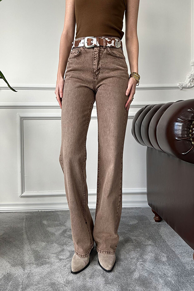 Pipe Leg Jeans - Camel - 3