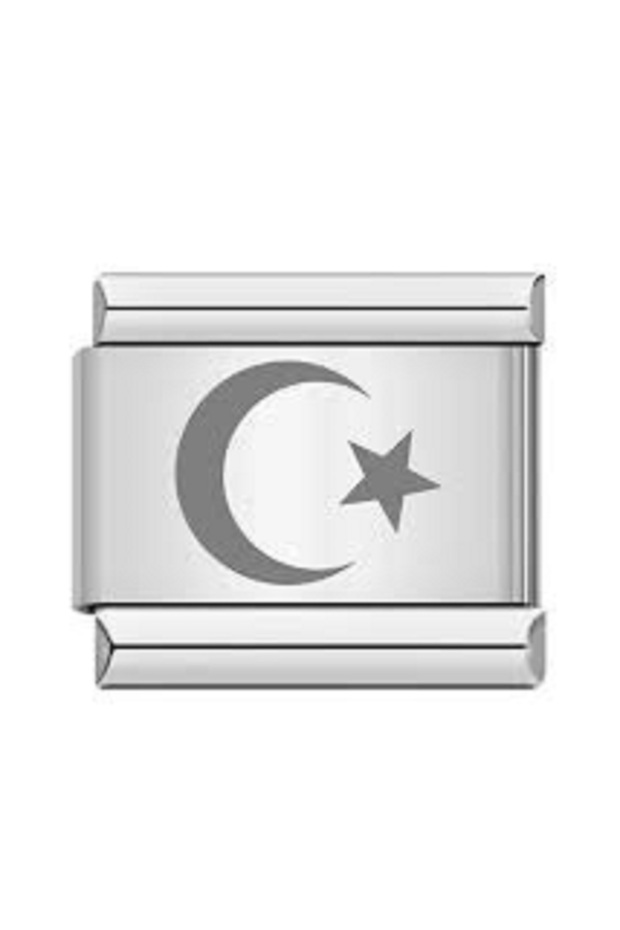 Göktürkçe Turkish Written Additional Extension Italian Charm Steel Bracelet Charm
