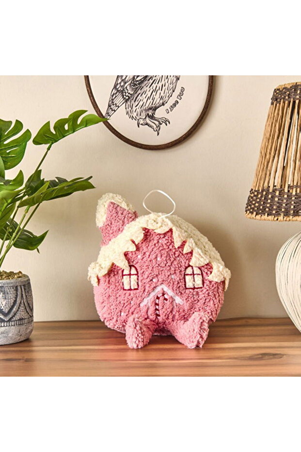 Soft Sevimli Ev Figürlü Yastık - Pembe - 19x22 cm - 2