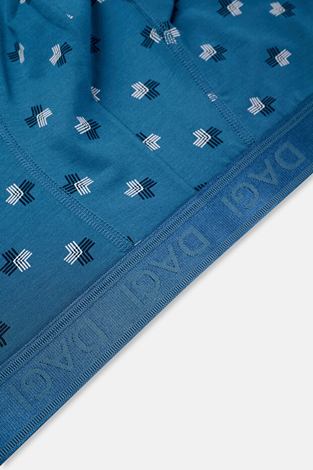 بوكسر ميكرو مودال منقوش باللون الرمادي والأزرق 4210 مكون من 3 قطع - 4