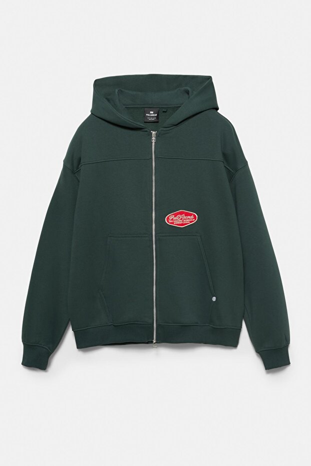 Yamalı fermuarlı kapüşonlu sweatshirt - 7