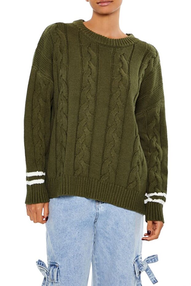 Çizgili Triko Kazak - 2