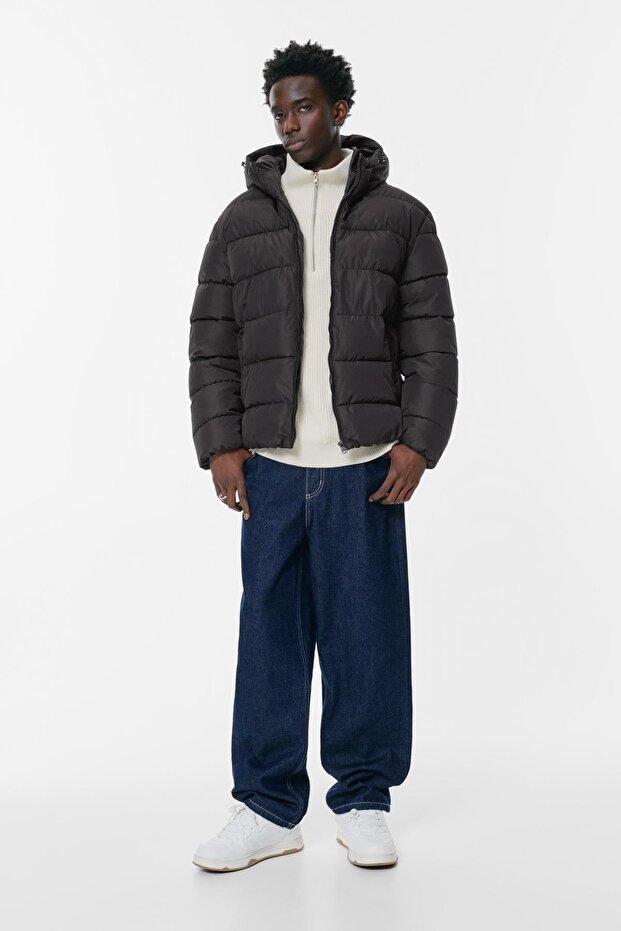 Kapüşonlu hafif şişme ceket - 4