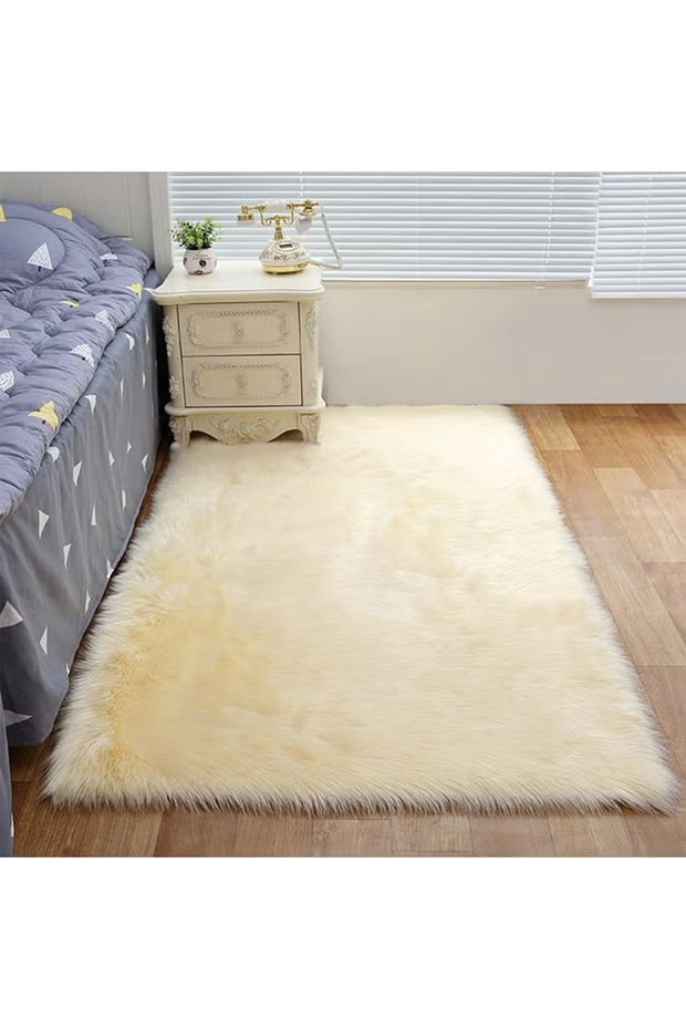 Modern Fluffy Long Pile Area Rug Non-Slip, Super Soft Decor Contemporary Carpet 90*180 Cm