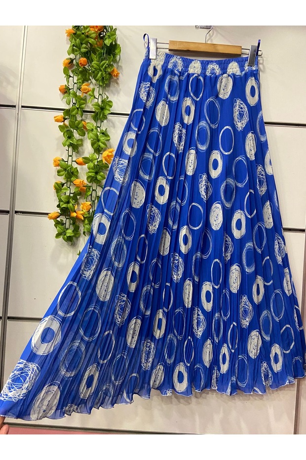 Patterned Chiffon Boho Lined Flared Skirt - 1