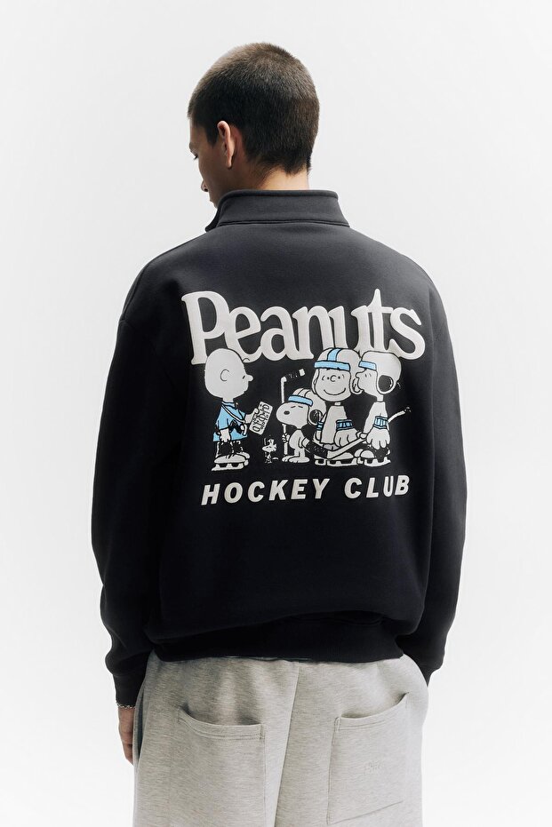 Fermuarlı dik yaka Peanuts sweatshirt - 4