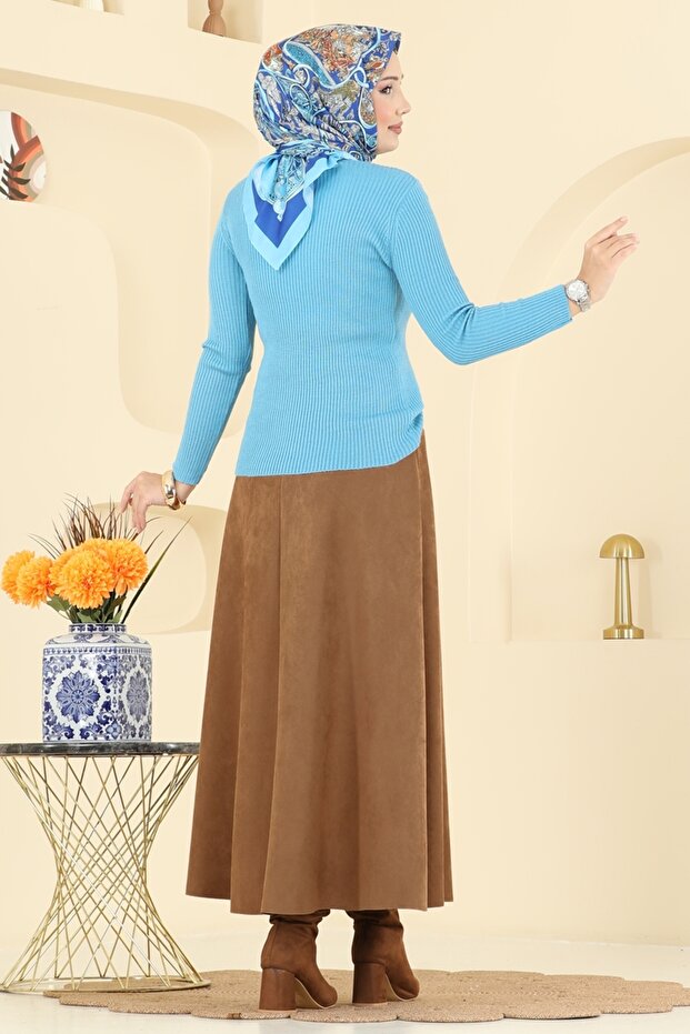 Beli Lastikli Süet Etek 3228HBS856-MS Taba - 4