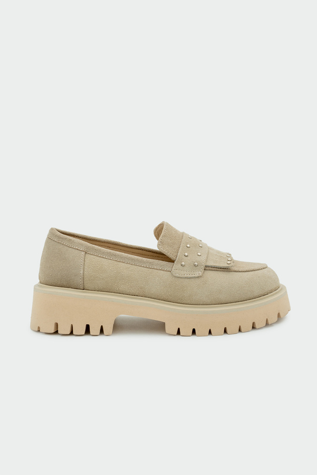 Charles Troklu Tassel Detailed Genuine Leather Loafer - BEIGE SUEDE