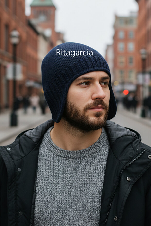 Unisex Fleece-Lined Earflap Beanie - Windproof Thermal Winter Beanie
