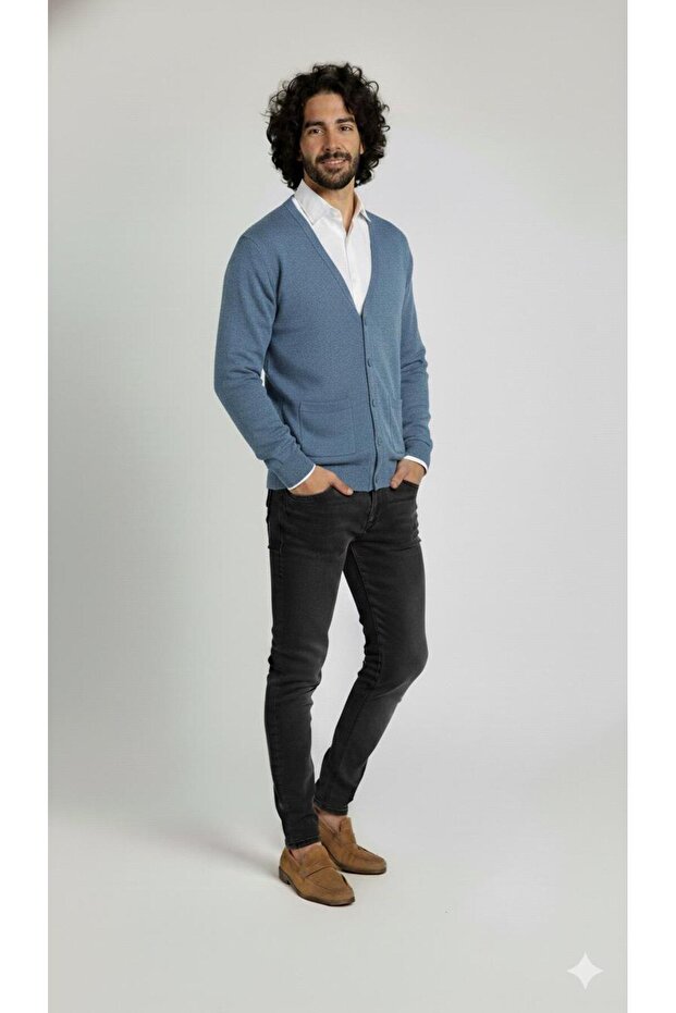 Men's Casual Thin Wool Knitwear V-Neck Buttoned Cardigan