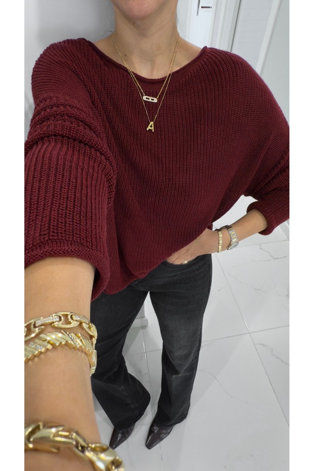 Dlvin Soriel Bordo Kayık Yaka Basic Triko - 2