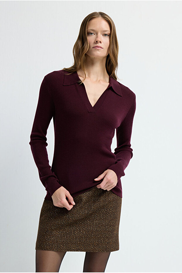 V Yaka Yün Triko Kazak - 4