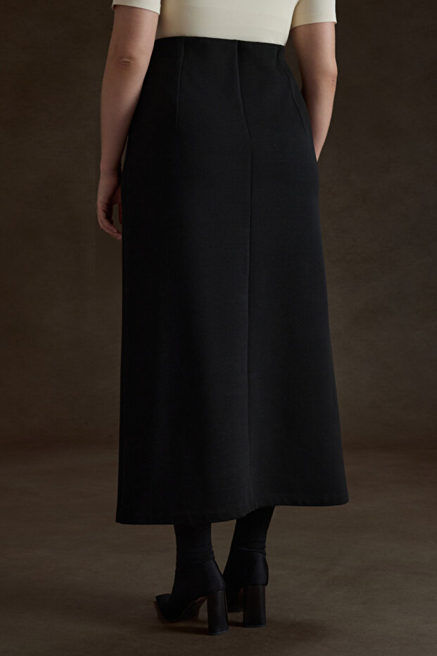 Beli Lastikli Viscon Örme Etek - 5