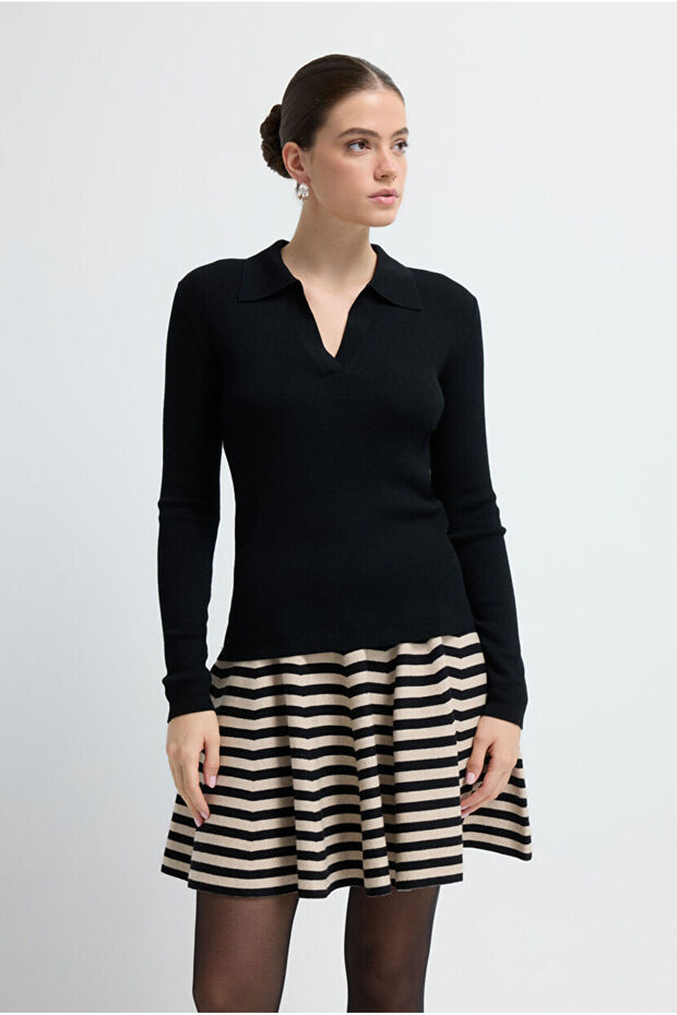 V Yaka Yün Triko Kazak - 4