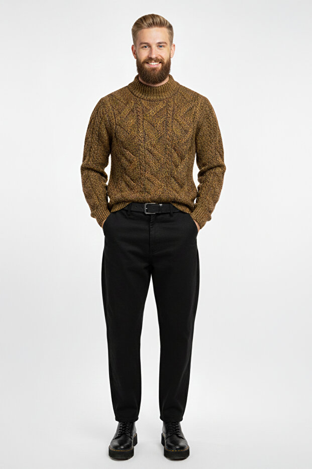 Erkek Yarım Balıkçı Yaka Kalın Kazak - 2