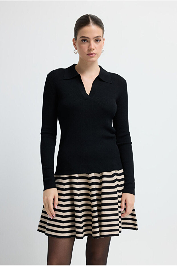 V Yaka Yün Triko Kazak - 1