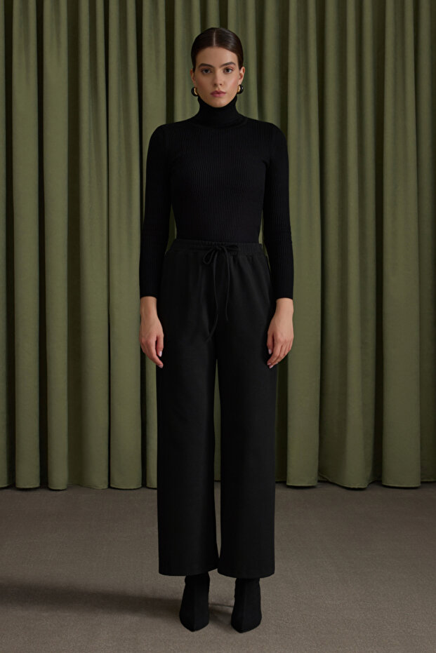 Beli Lastikli Viscon Örme Pantolon - 2