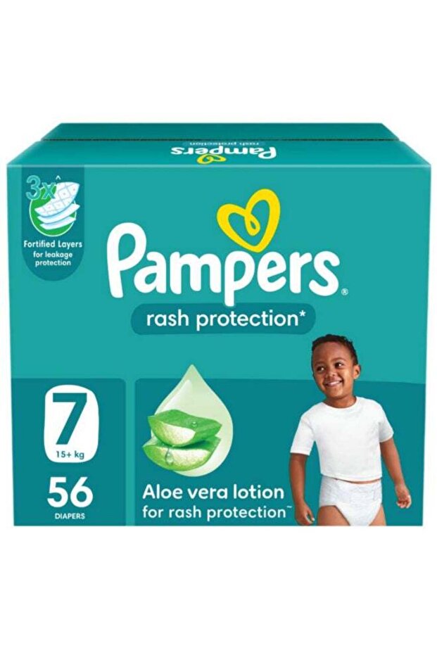 Pampers Rash Protection Taped Diapers, Size 7, 15+kg, Jumbo Box, 56 ...