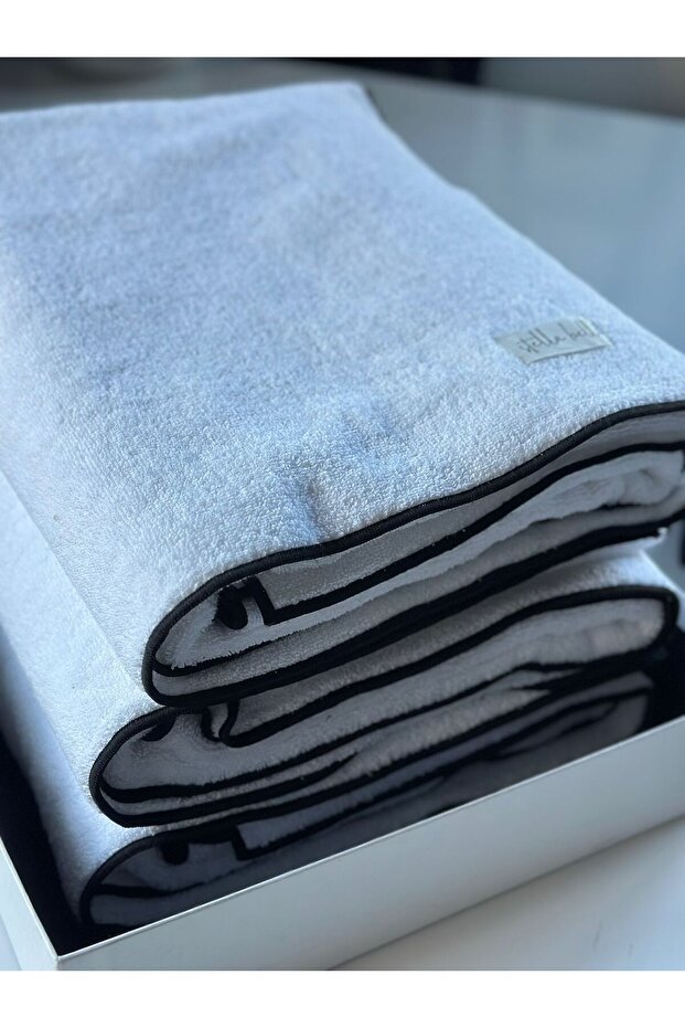 100% Cotton 90 X 150 cm Bath Towel | Hotel | Soura | Edge Black Special Embroidered
