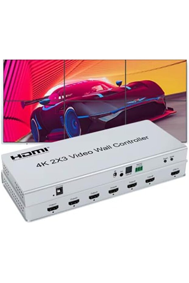 وحدة تحكم حائط فيديو 4K 2x3 - 1 مدخل، 6 مخرج، إخفاء الحواف، استخراج الصوت، الأشعة تحت الحمراء