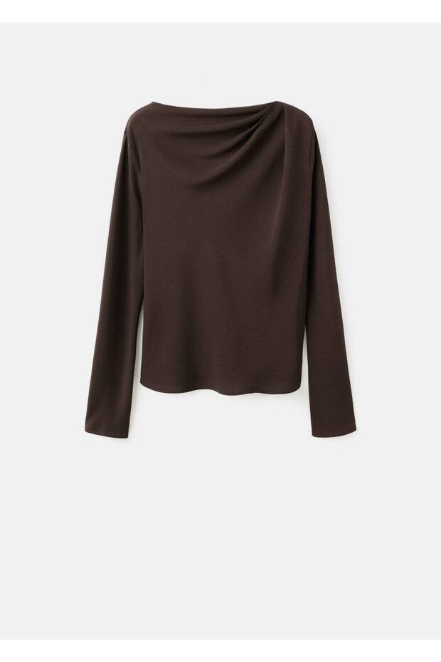 Drape kayık yaka bluz - 3