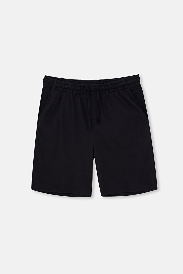 Antrasit-Siyah Pamuk Modal İkili Örme Şort - 5