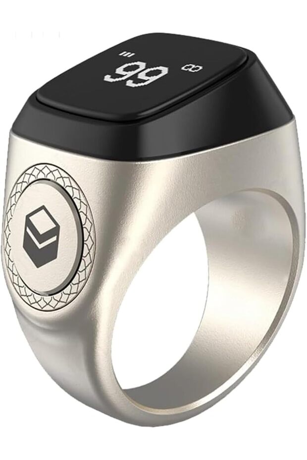 Metal Alloy M02/M02 Pro Smart Zikr Ring (18mm, Silver)