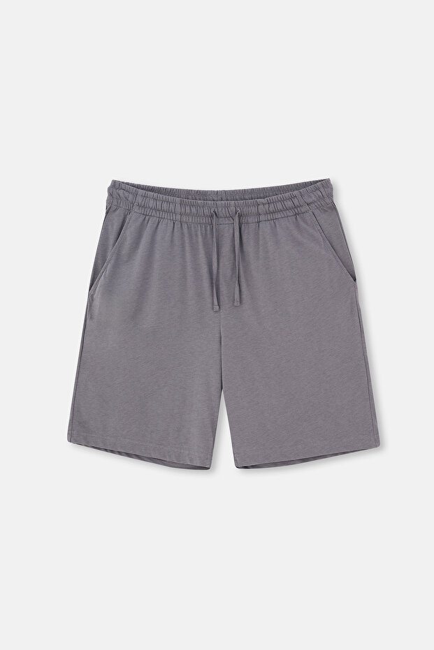 Antrasit-Siyah Pamuk Modal İkili Örme Şort - 2