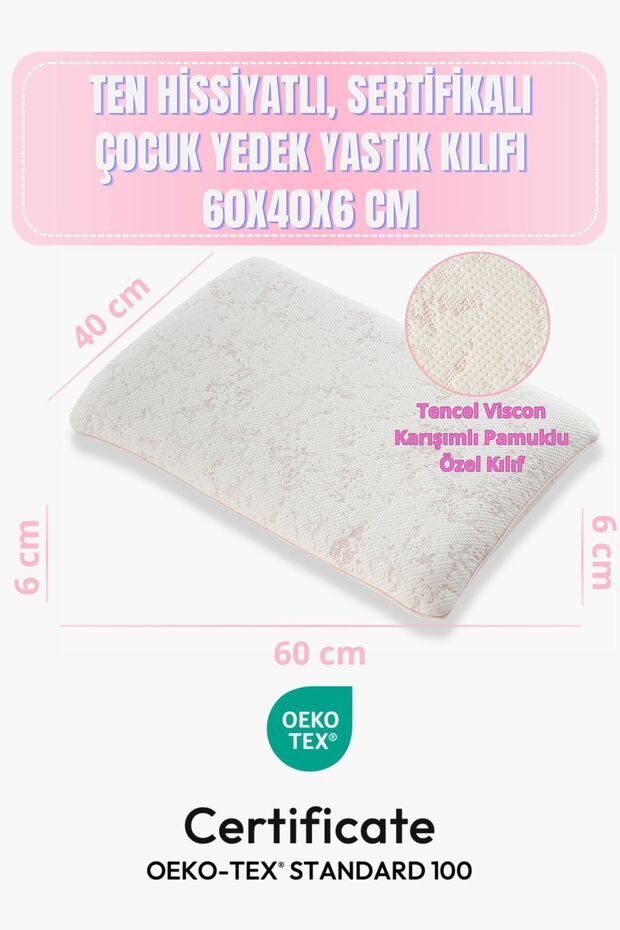 Certified, Skin-Friendly Cotton Children's Pillowcase 60X40X6 cm
