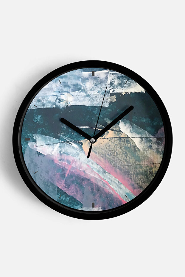 ساعة حائط بتصميم عصري تجريدي - 35 سم - هيكل أسود مع زجاج أمامي - آلية صامتة