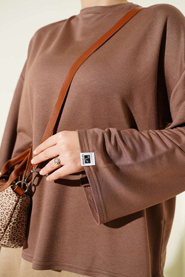 Bilek Armalı Basic Bluz Bisiklet Yaka - 4