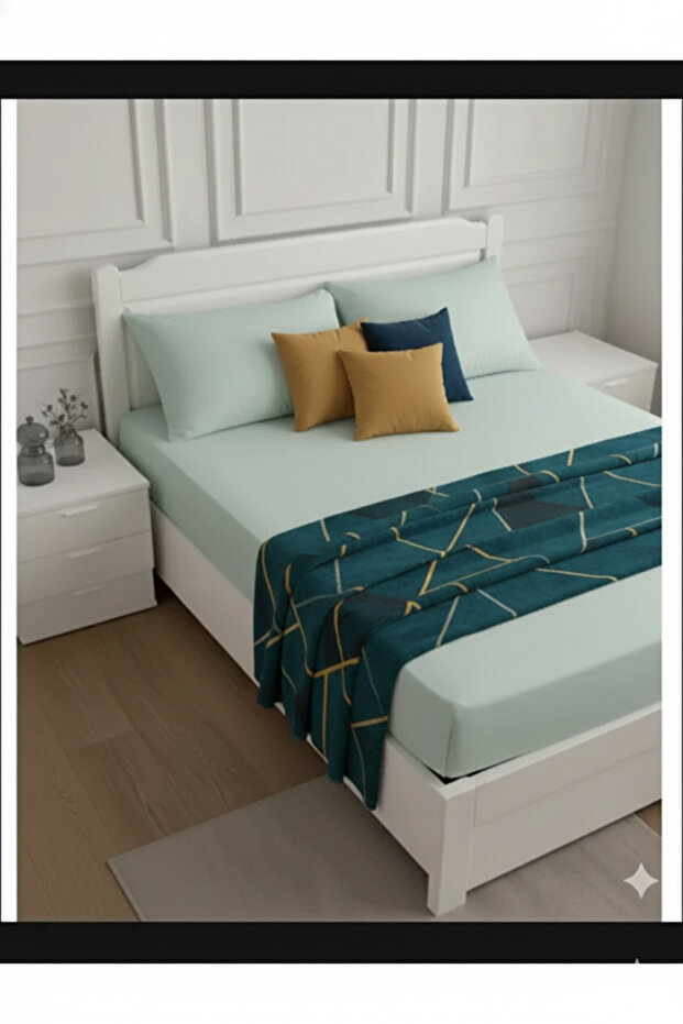 Plain White Double King Size Elastic Fitted Sheet Set (2 Pillowcases)