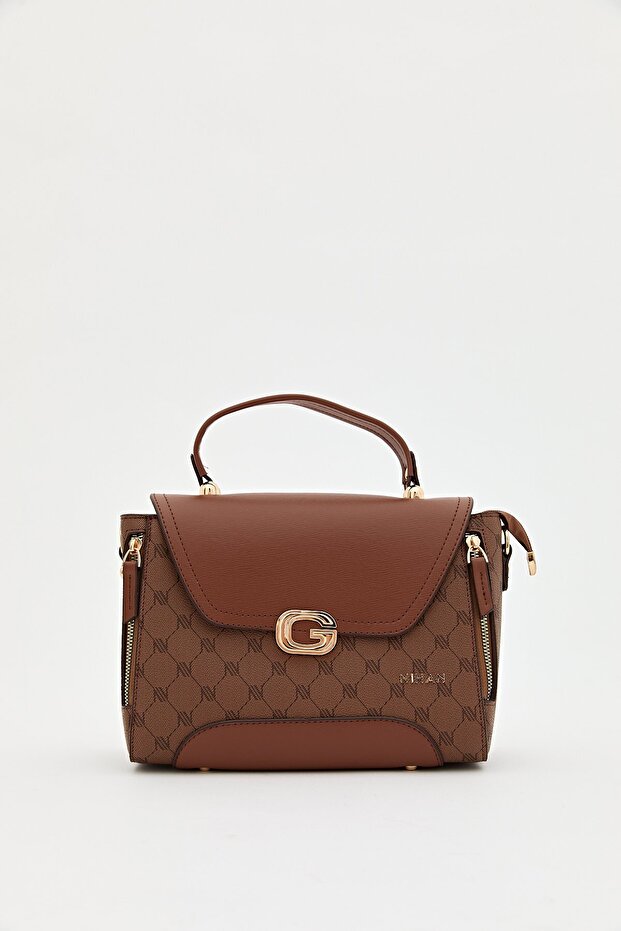 Monogram Kapaklı Çapraz Askılı Çanta Taba - 2