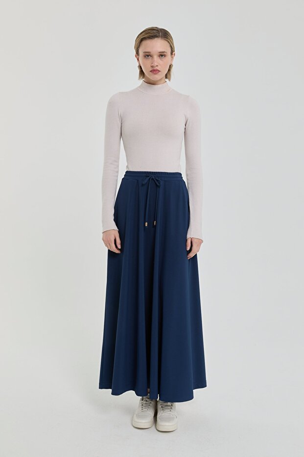 Kloş Örme Etek Lacivert - 1