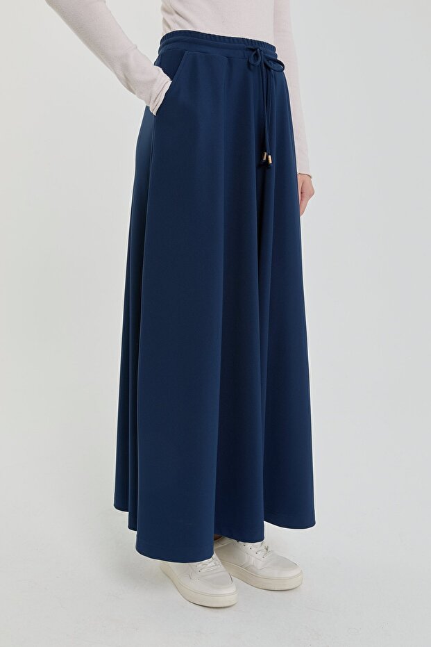 Kloş Örme Etek Lacivert - 4